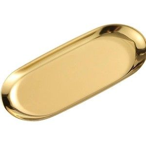 Gold Tray Plate Stainless Steel Tea Tray Fruit Tray Cosmetics Jewelry Tray 10’x4
